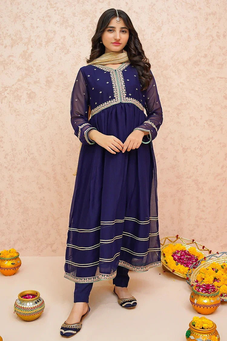 Festive Chiffon Blue Outfit -