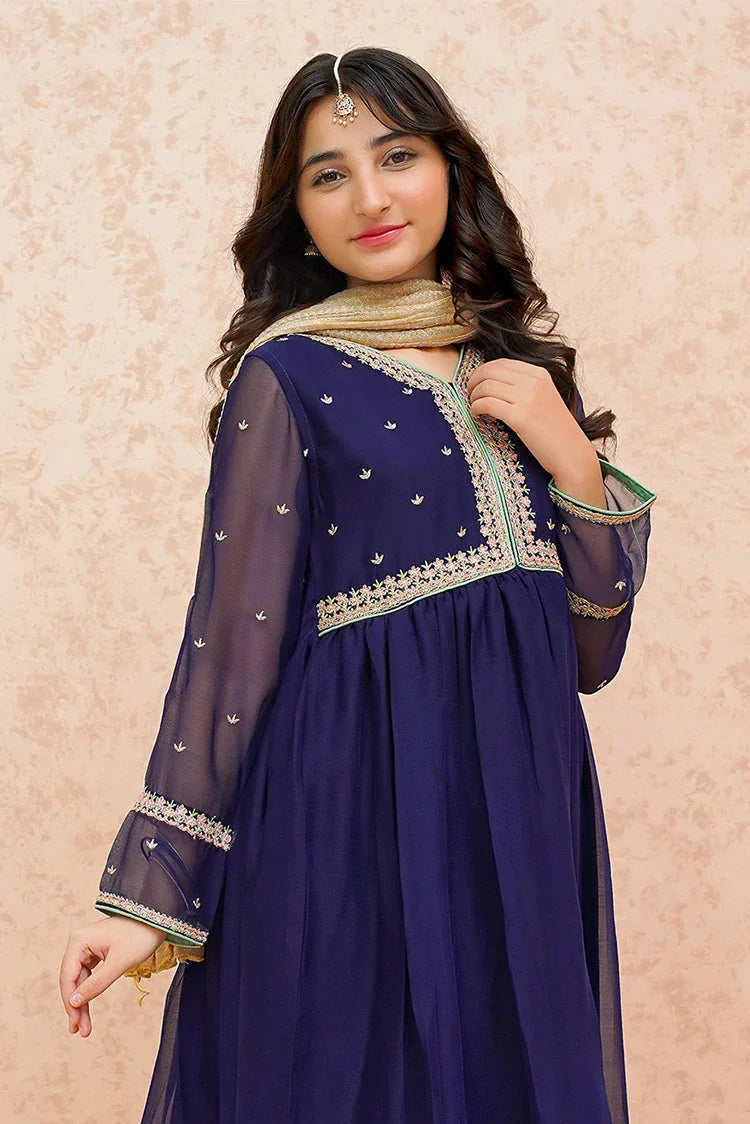 Festive Chiffon Blue Outfit -