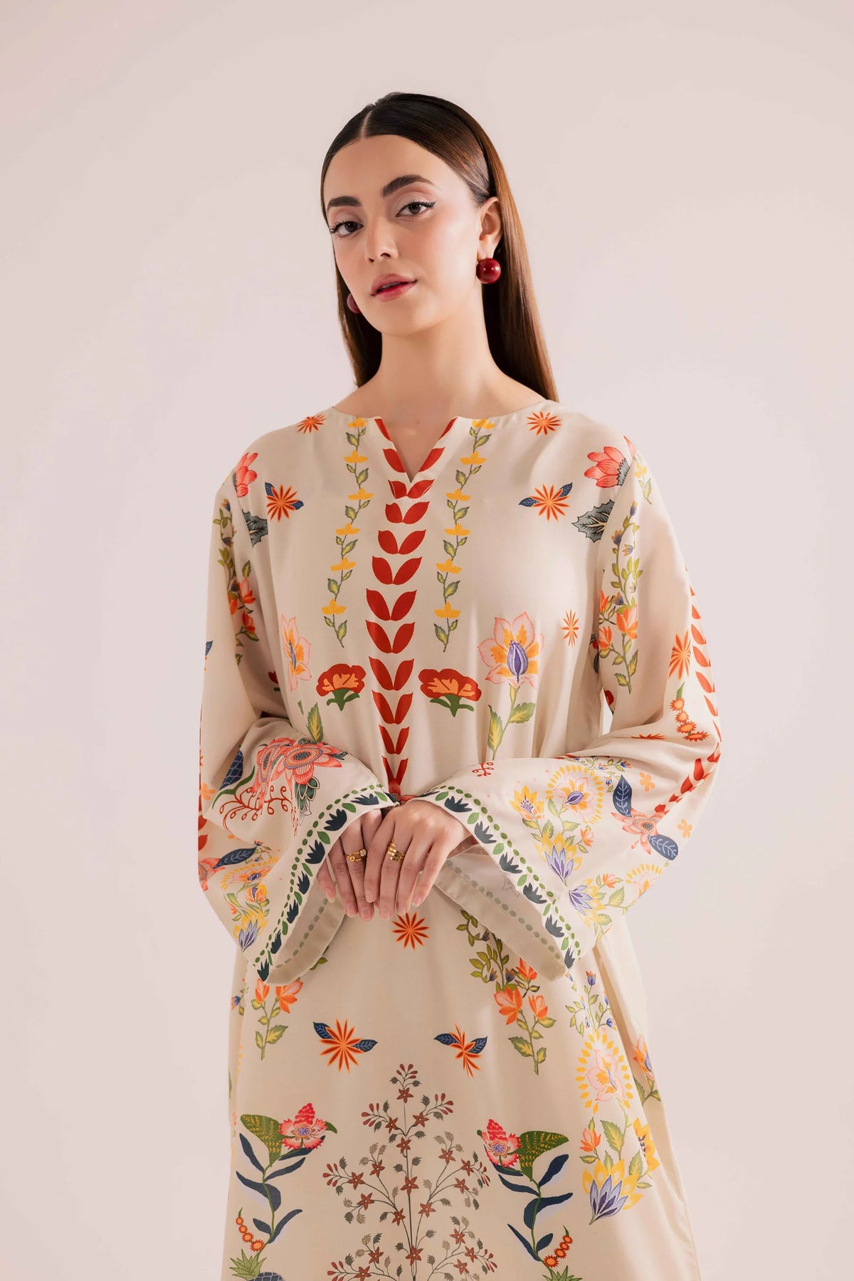 Printed kaftan stitched