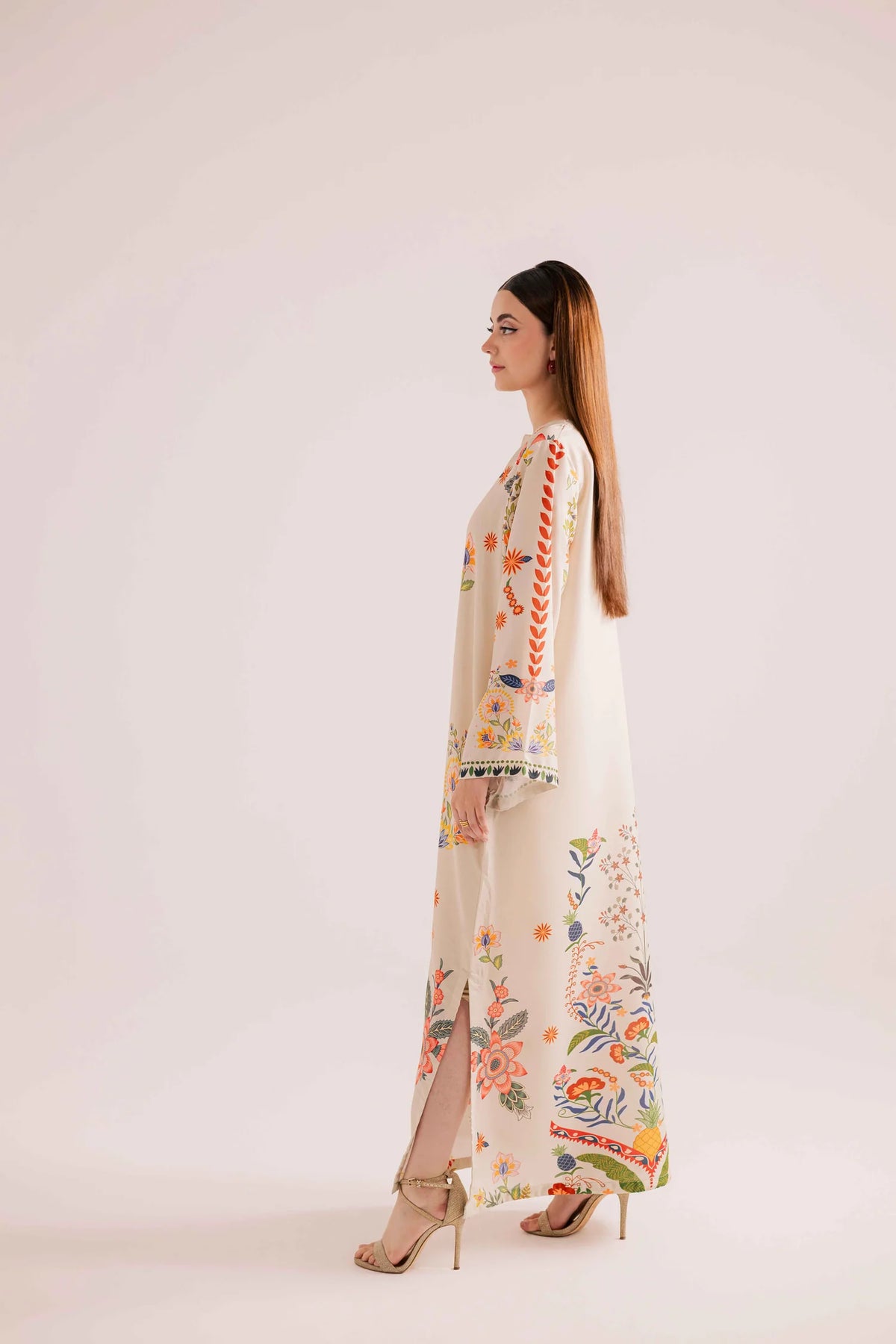 Printed kaftan stitched