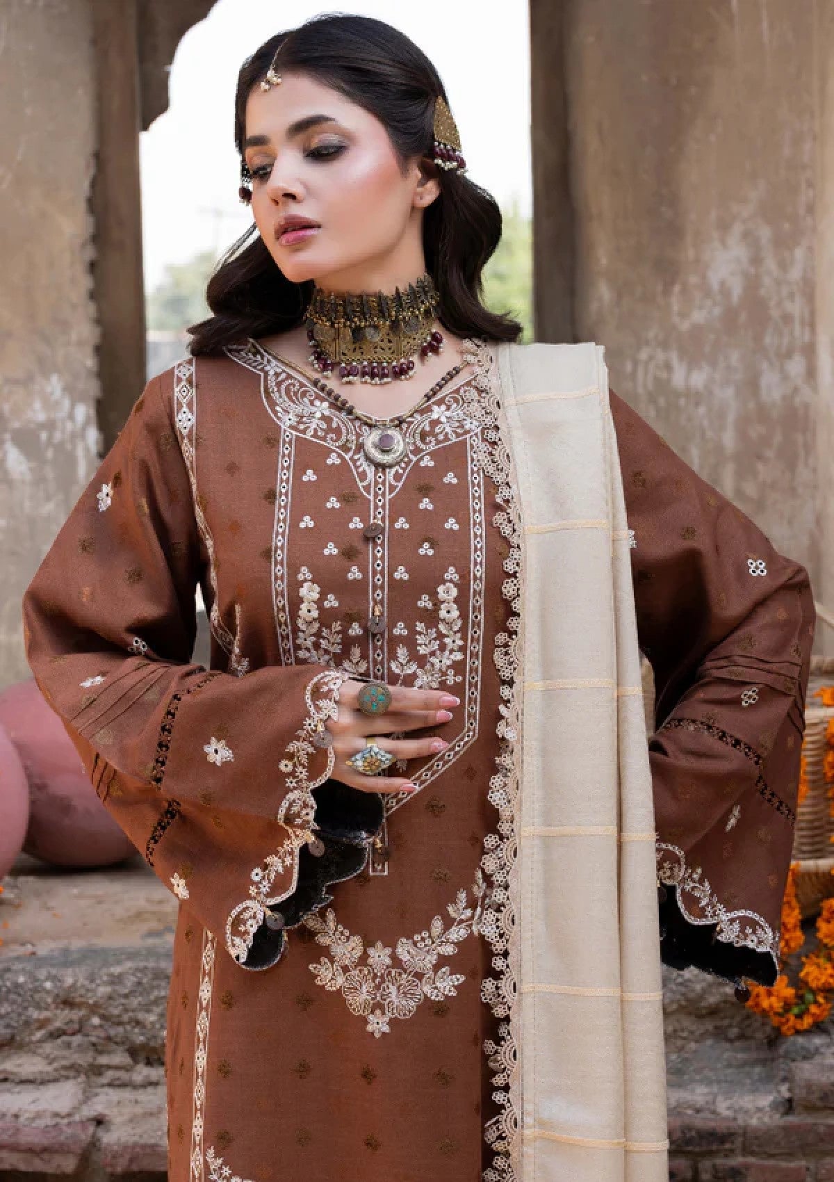Winter wool Luxury’s embroidered 3pcs 004