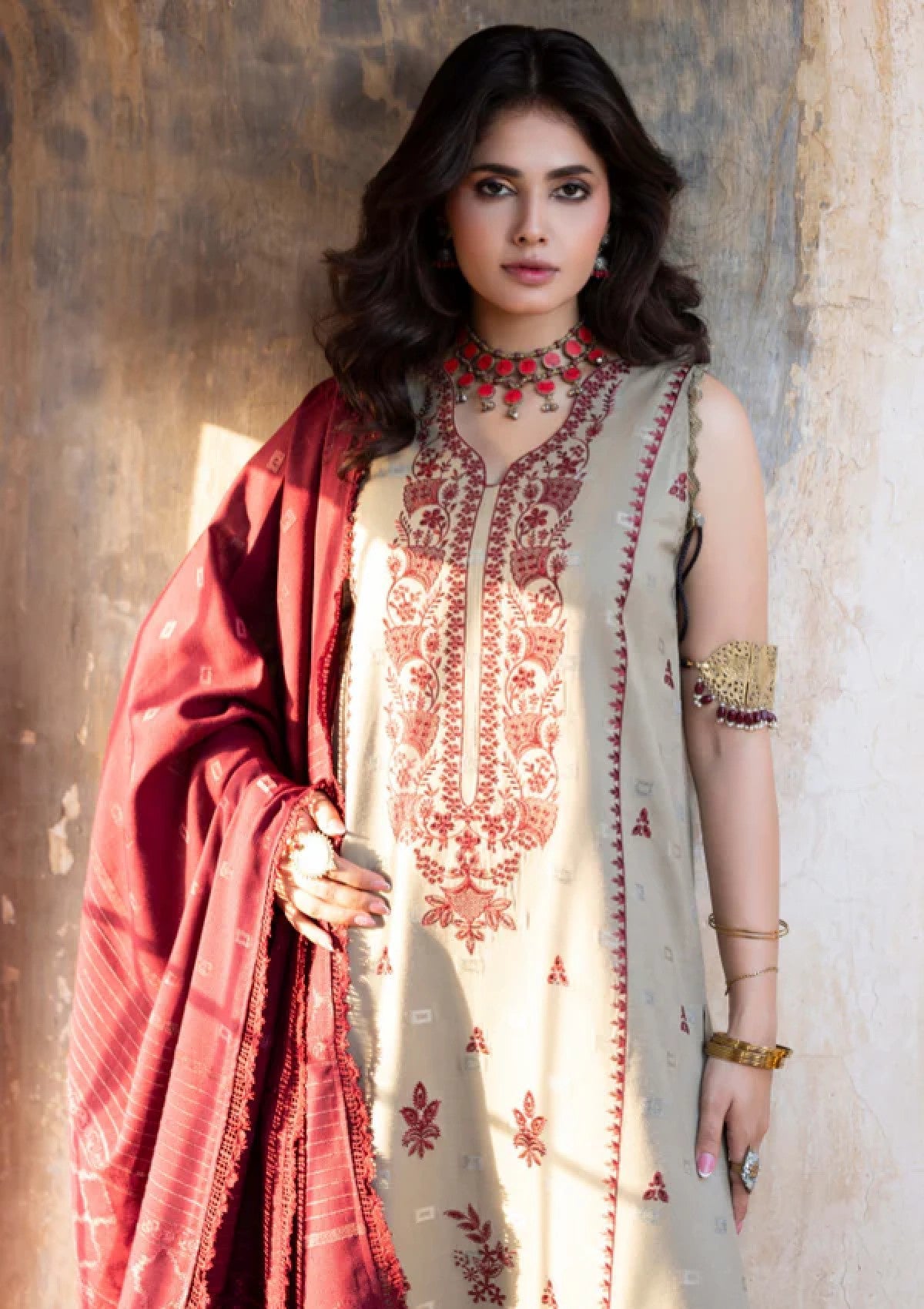 Winter wool Luxury’s embroidered 3pcs 002