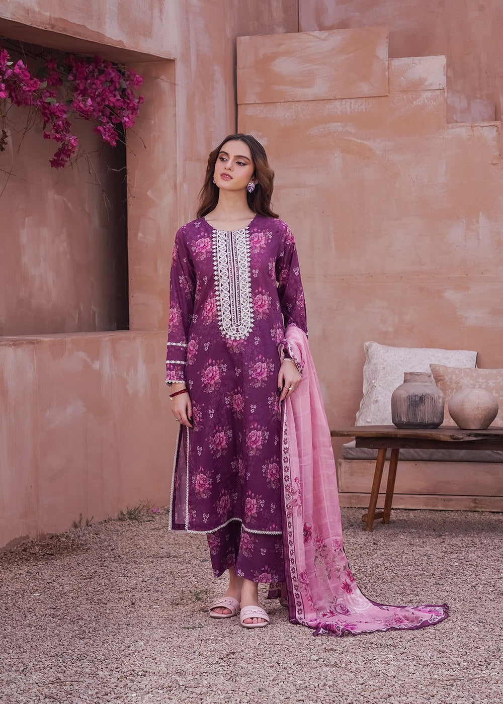3Pc Unstitched lawn casual wear 003B