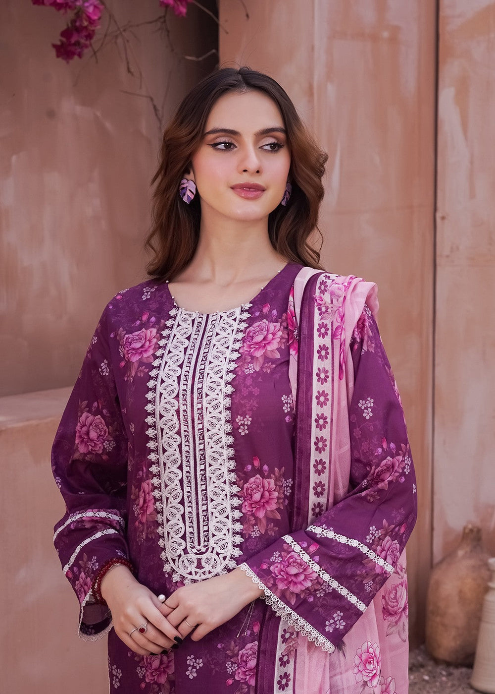 3Pc Unstitched lawn casual wear 003B