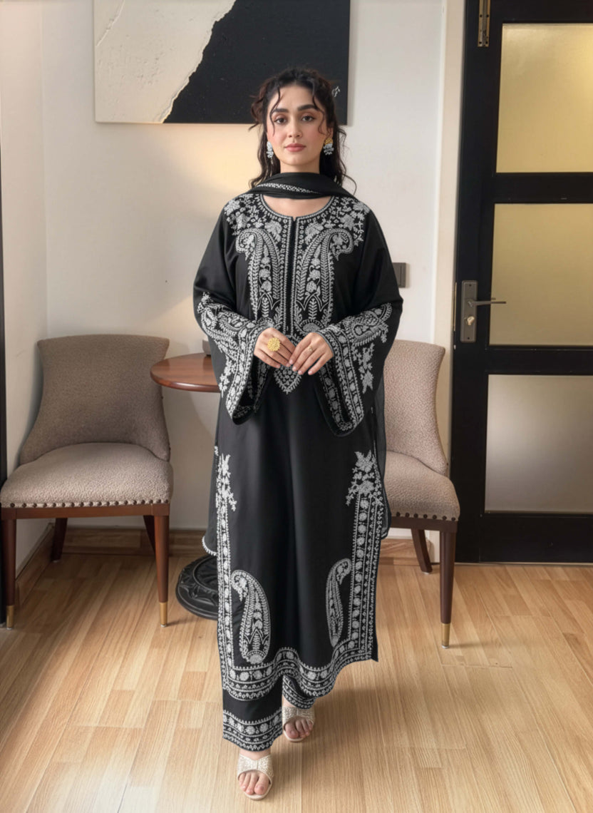 Black embroidered For Eid Set for Women | Stitched 2-Piece Outfit UAE