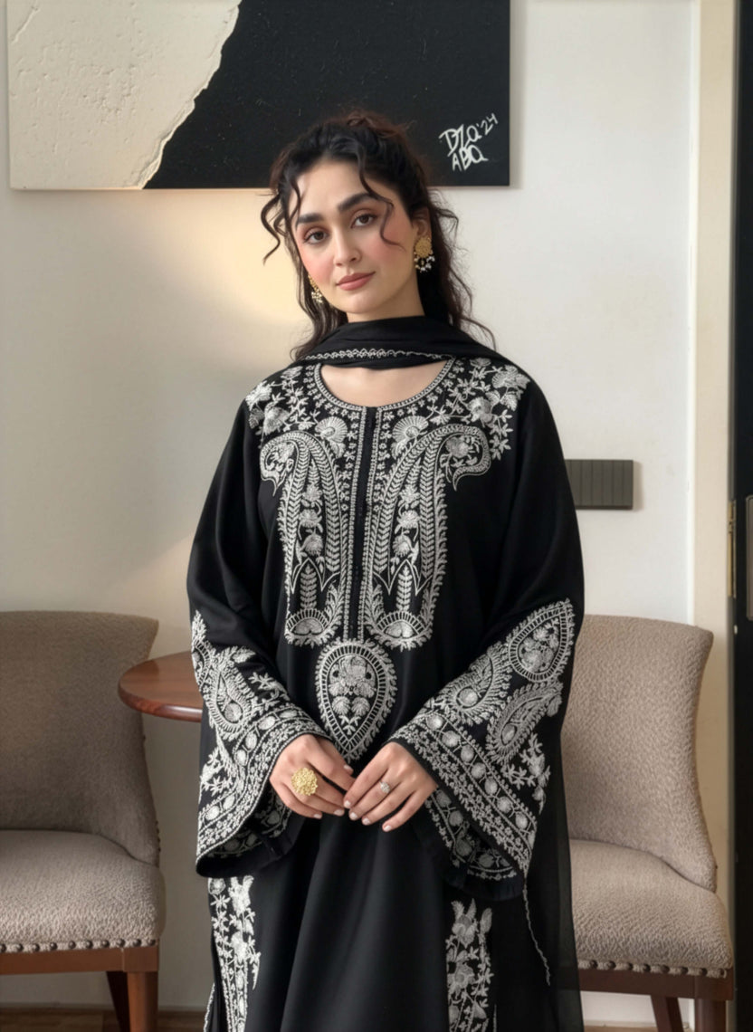 Black embroidered For Eid Set for Women | Stitched 2-Piece Outfit UAE