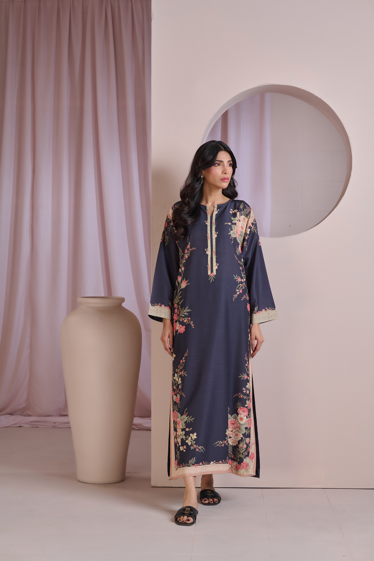 Printed  kaftan  stitched 011B