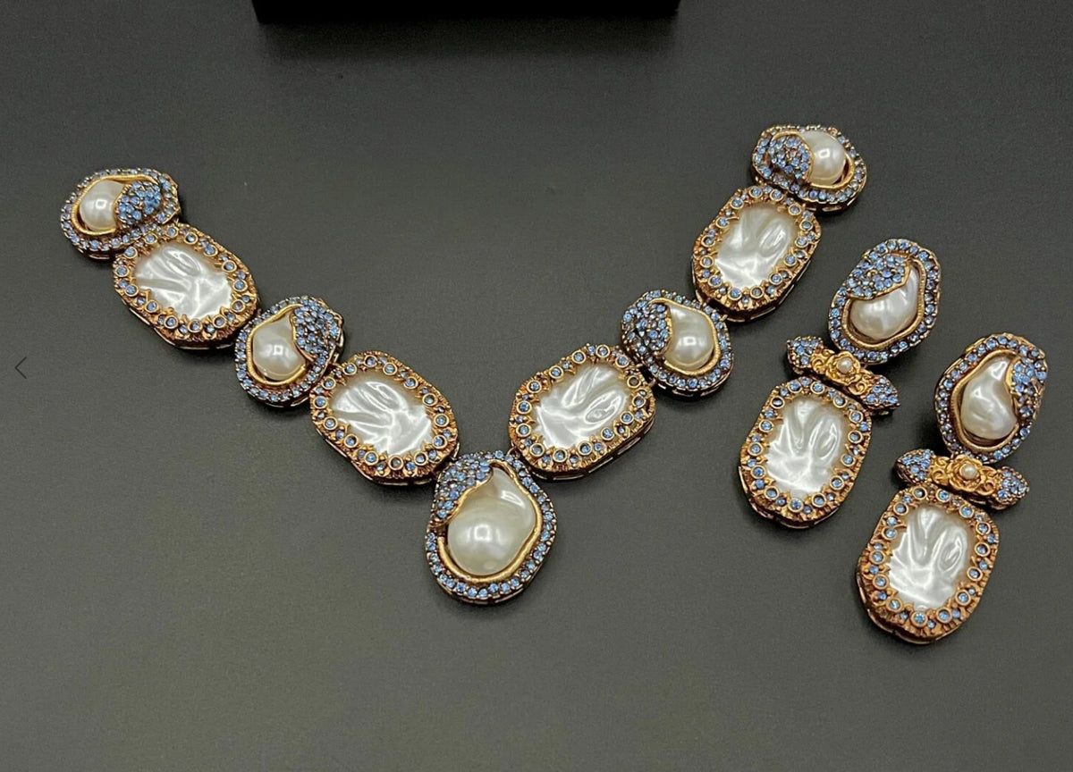 New Designer Necklace Set (Mother of Pearl) - LadiesKurtasuae 