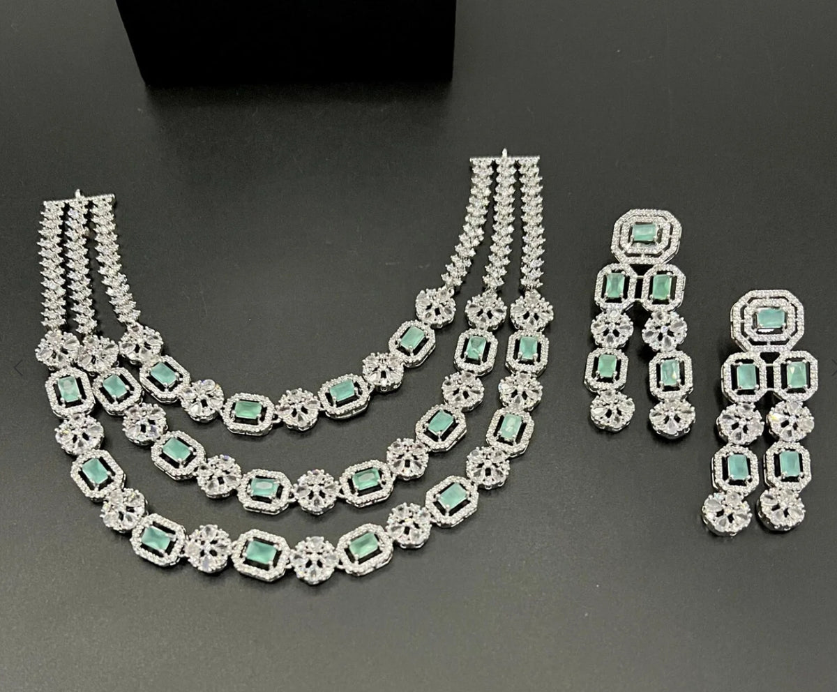 American diamond set with real stone - LadiesKurtasuae 