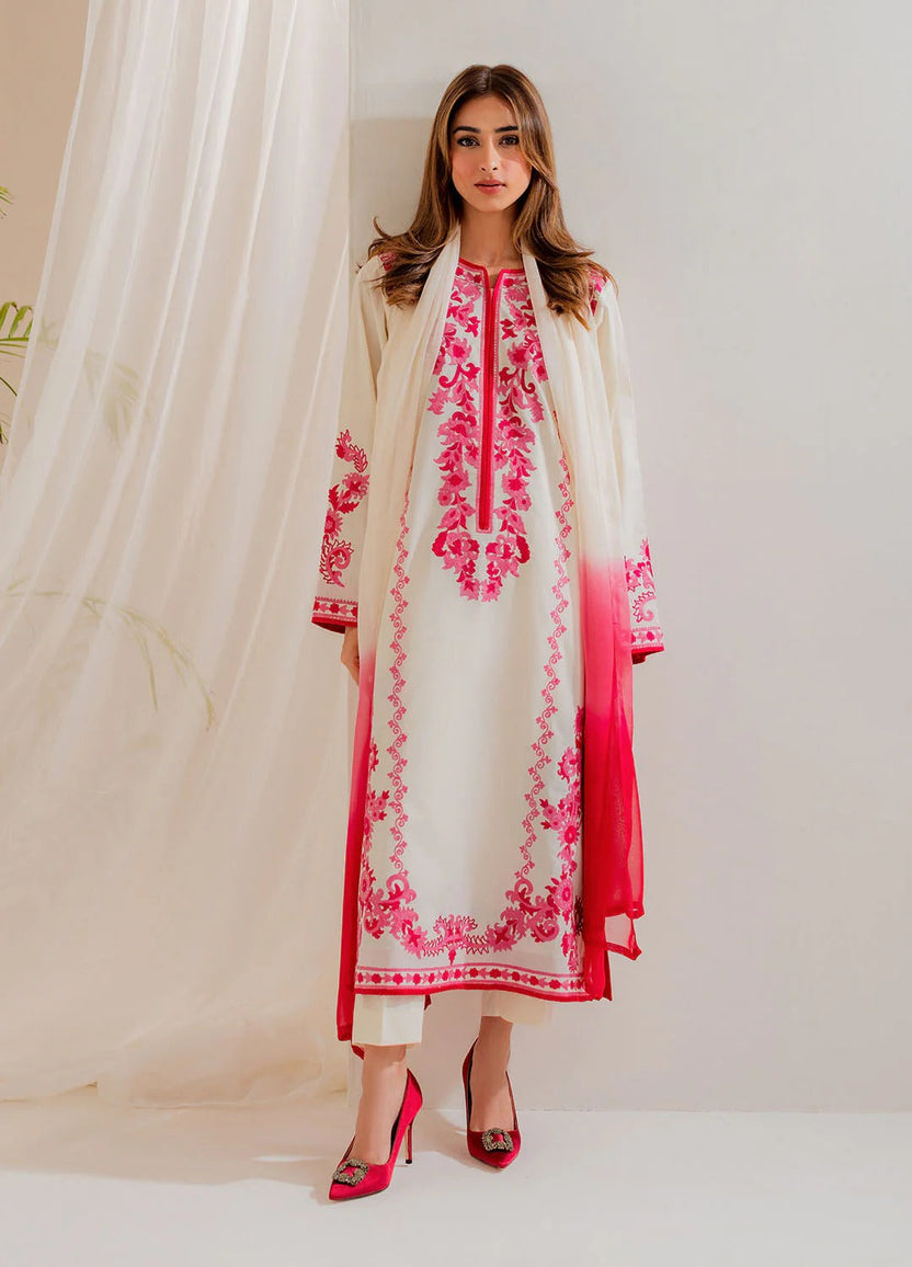 Pastel Pink Embroidered 3-Piece Suit - Eastern Ready To Wear