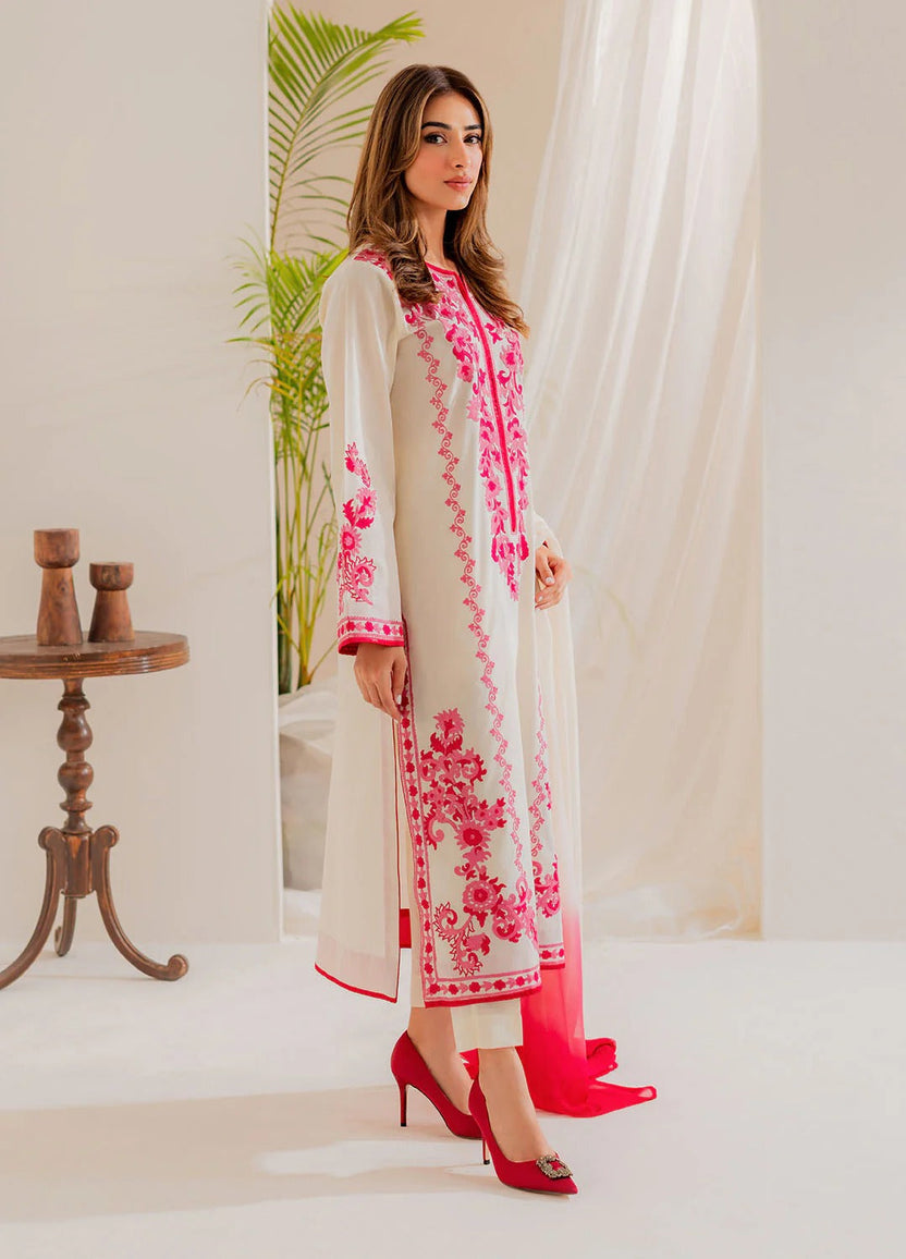 Pastel Pink Embroidered 3-Piece Suit - Eastern Ready To Wear