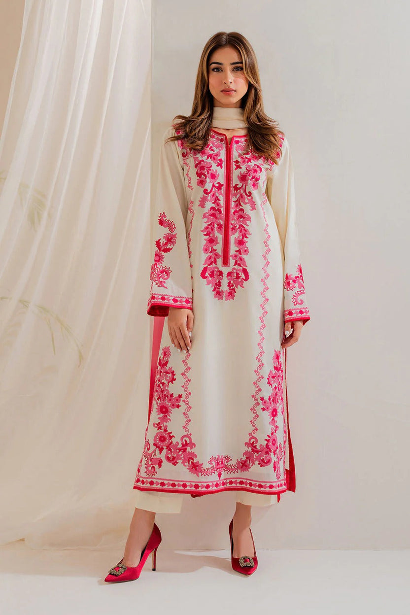 Pastel Pink Embroidered 3-Piece Suit - Eastern Ready To Wear