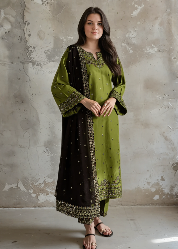Embroidered Linen 3PC Suit for Women | Premium Winter Eastern Wear