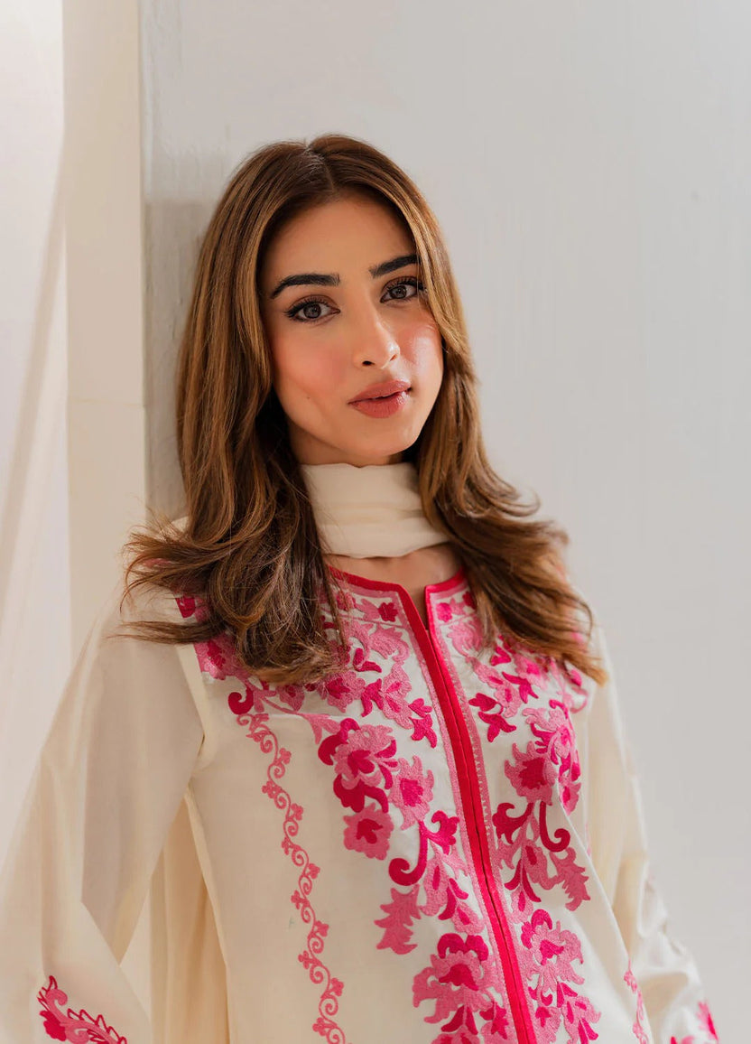 Pastel Pink Embroidered 3-Piece Suit - Eastern Ready To Wear