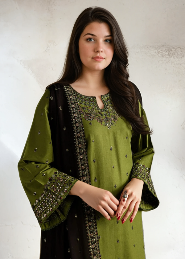 Embroidered Linen 3PC Suit for Women | Premium Winter Eastern Wear