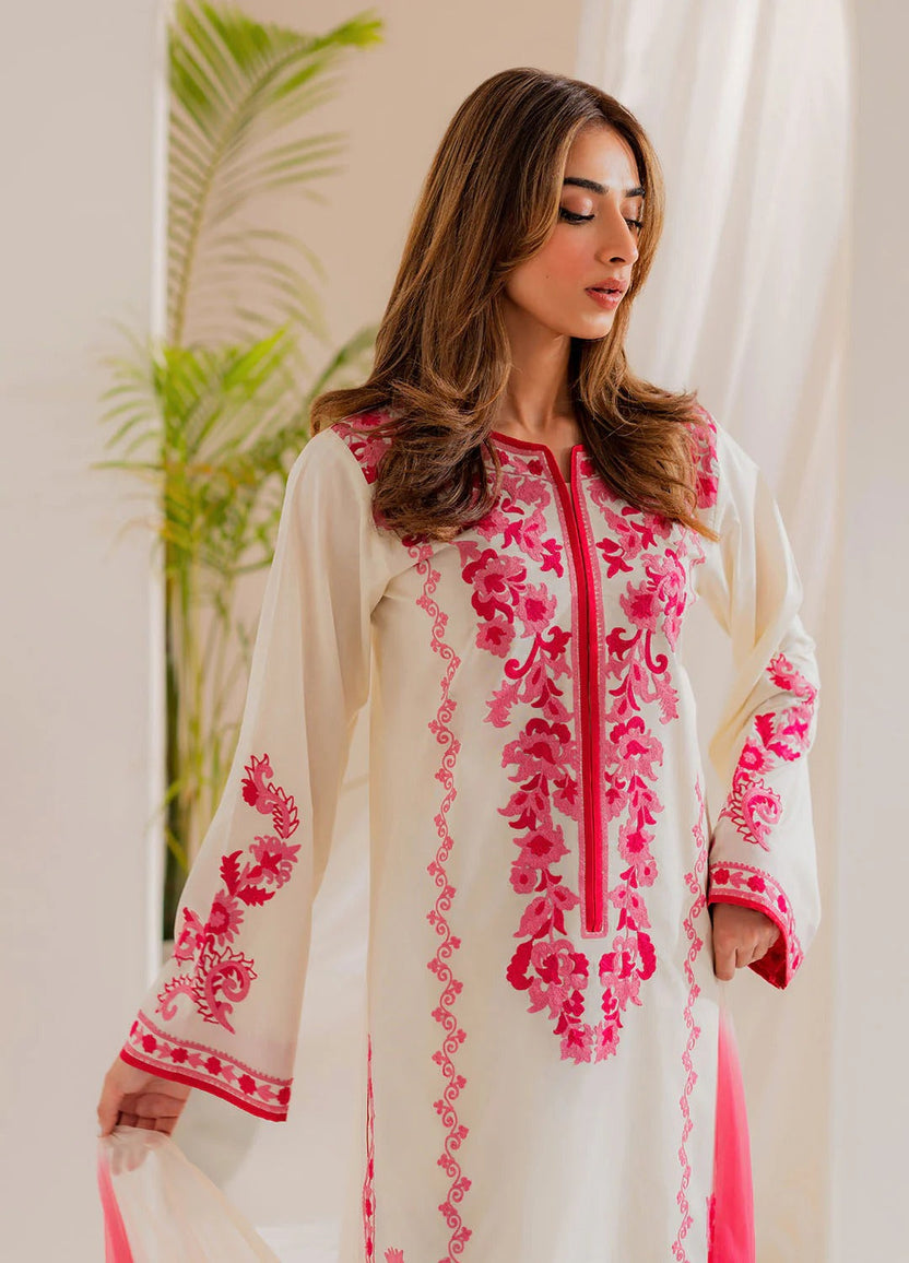 Pastel Pink Embroidered 3-Piece Suit - Eastern Ready To Wear